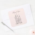 Disney Princess Castle Baby Shower Thank You Square Sticker