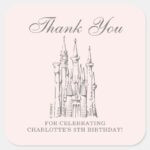 Disney Princess Castle Fairy Tale Thank You Square Sticker