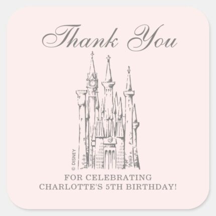 Disney Princess Castle Fairy Tale Thank You Square Sticker