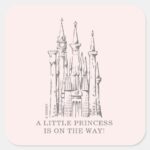 Disney Princess Castle Fairytale Baby Shower Square Sticker