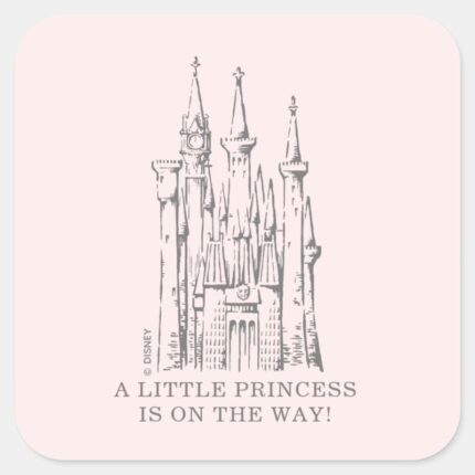 Disney Princess Castle Fairytale Baby Shower Square Sticker