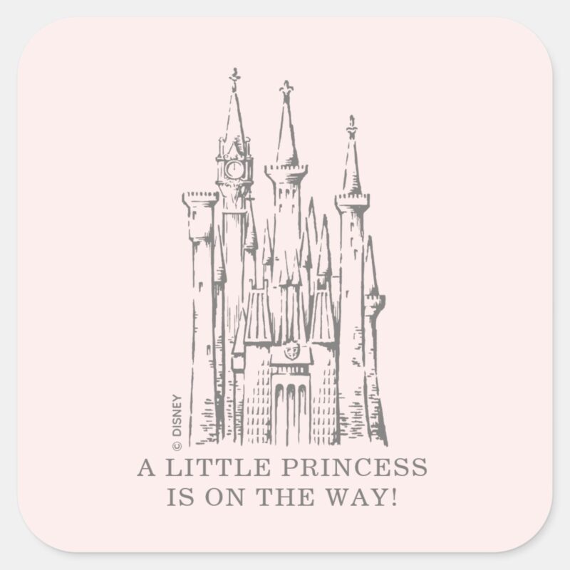 Disney Princess Castle Fairytale Baby Shower Square Sticker Disney Princess Castle Fairytale Baby Shower Square Sticker