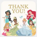Disney Princess Gold Birthday Thank You Square Sticker