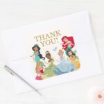 Disney Princess Gold Birthday Thank You Square Sticker