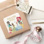 Disney Princess Gold Birthday Thank You Square Sticker