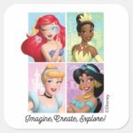 Disney Princess Imagine Create Explore Square Sticker