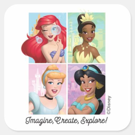 Disney Princess Imagine Create Explore Square Sticker