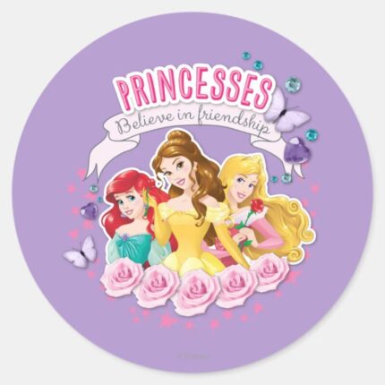 Disney Princess Ariel Belle And Aurora Classic Round Sticker