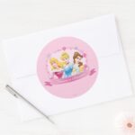 Disney Princess Aurora Cinderella And Belle Classic Round Sticker
