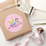 Disney Princess Aurora Cinderella And Belle Classic Round Sticker