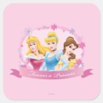 Disney Princess Aurora Cinderella And Belle Square Sticker