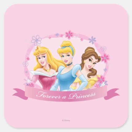 Disney Princess Aurora Cinderella And Belle Square Sticker