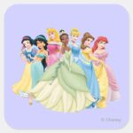 Disney Princess Aurora Tiana Cinderella Center Square Sticker