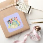 Disney Princess Aurora Tiana Cinderella Center Square Sticker