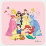 Disney Princess Birds And Animals Square Sticker