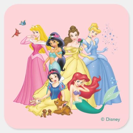 Disney Princess Birds And Animals Square Sticker
