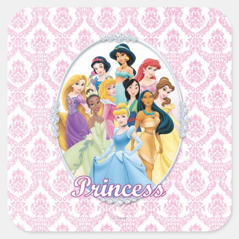 Disney Princess Cinderella Featured Center Square Sticker Disney Princess Cinderella Featured Center Square Sticker