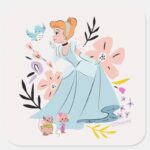 Disney Princess Cinderella The Animals Square Sticker