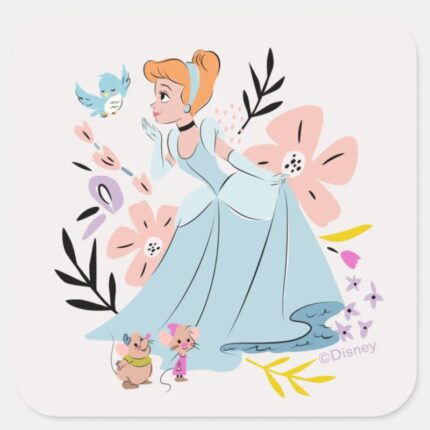 Disney Princess Cinderella The Animals Square Sticker