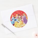 Disney Princess Holiday Dresses Classic Round Sticker
