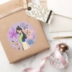 Disney Princess Mulan In The Garden Classic Round Sticker