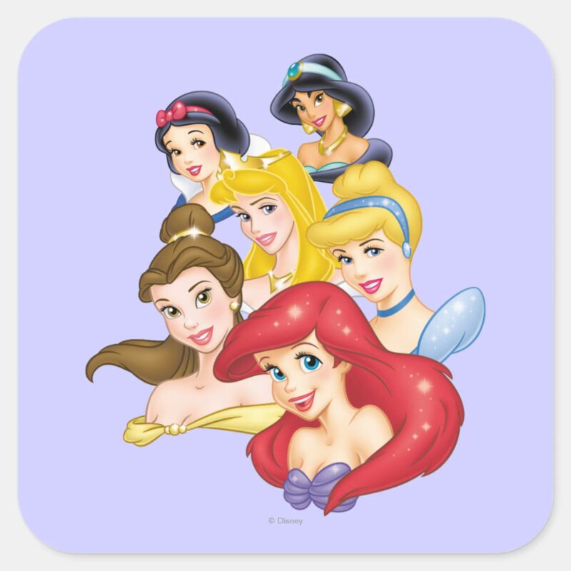 Disney Princess Princesses Portraits Square Sticker Disney Princess Princesses Portraits Square Sticker