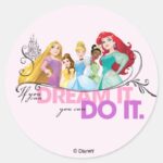 Disney Princesses Never Give Up Classic Round Sticker