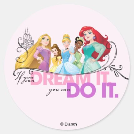 Disney Princesses Never Give Up Classic Round Sticker