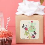 Disney Mickey Minnie Classic Christmas Tree Square Sticker