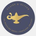 Disneys Aladdin Wedding Address Classic Round Sticker