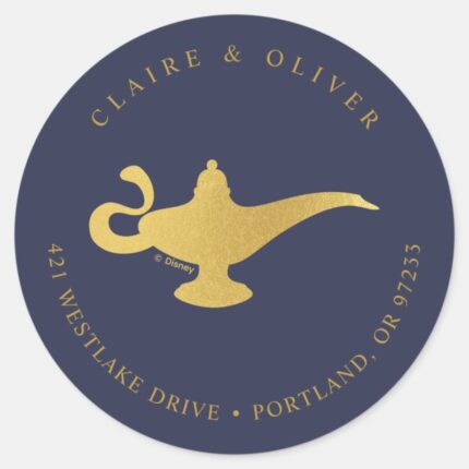 Disneys Aladdin Wedding Address Classic Round Sticker