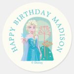 Disneys Elsa From Frozen Girls Birthday Classic Round Sticker