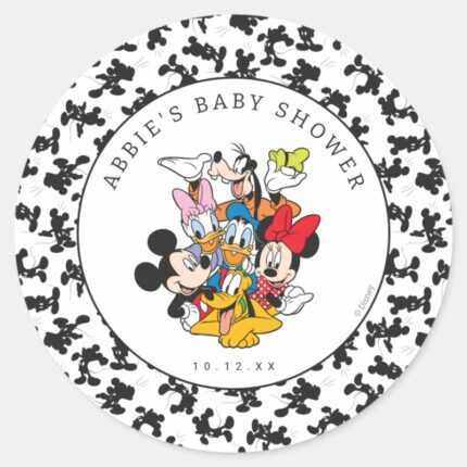 Disneys Mickey And Friends Baby Shower Classic Round Sticker