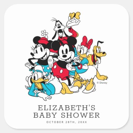 Disneys Mickey And Friends Baby Shower Square Sticker