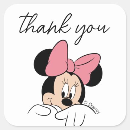 Disneys Minnie Mouse Polka Dot Girls Birthday Square Sticker