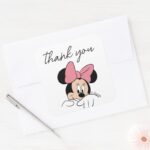 Disneys Minnie Mouse Polka Dot Girls Birthday Square Sticker