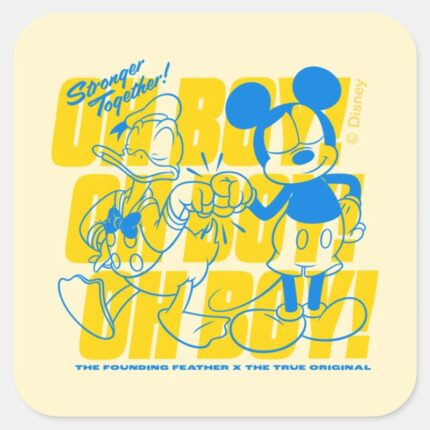 Donald Duck Mickey Fist Bump Oh Boy Square Sticker