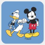 Donald Duck Mickey Fist Bump Square Sticker