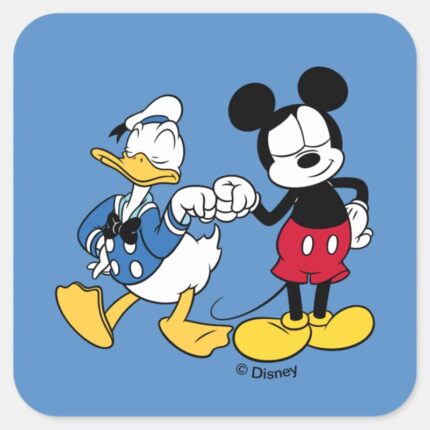 Donald Duck Mickey Fist Bump Square Sticker