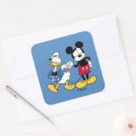 Donald Duck Mickey Fist Bump Square Sticker