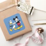 Donald Duck Mickey Fist Bump Square Sticker