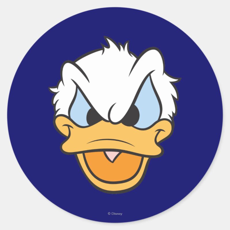 Donald Duck Angry Face Closeup Classic Round Sticker Donald Duck Angry Face Closeup Classic Round Sticker