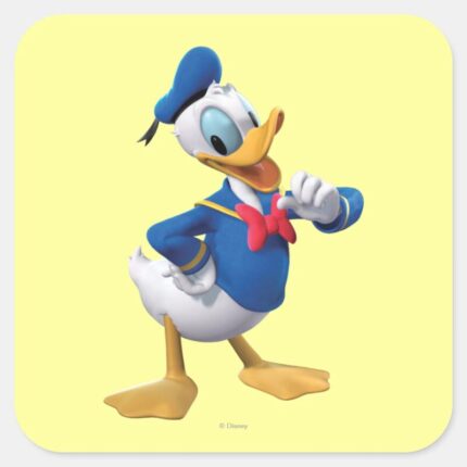 Donald Duck Arm Up Square Sticker