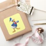 Donald Duck Arm Up Square Sticker