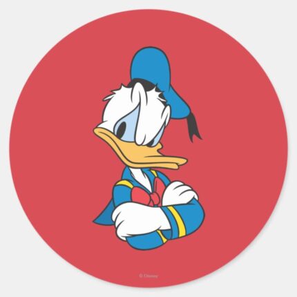 Donald Duck Arms Crossed Classic Round Sticker