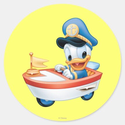 Donald Duck Boat Baby Classic Round Sticker