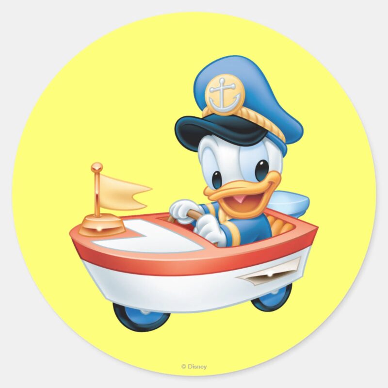 Donald Duck Boat Baby Classic Round Sticker