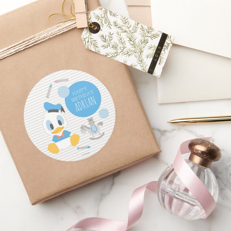 Donald Duck First Birthday Classic Round Sticker