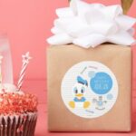 Donald Duck First Birthday Classic Round Sticker