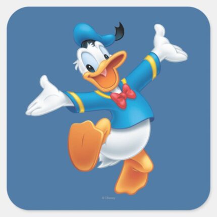 Donald Duck Jumping Square Sticker